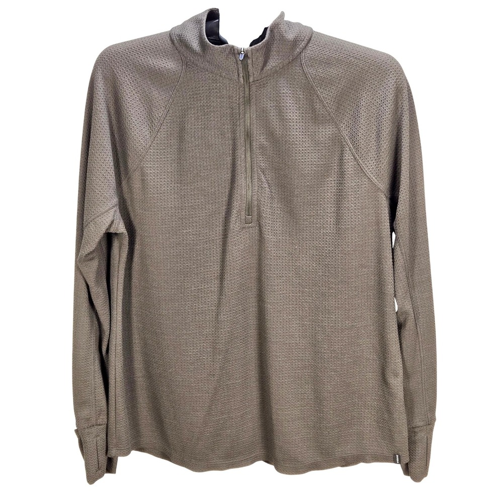 Men's prAna Size XL Waffle Knit Quarter Zip Pullover Merino Wool Blend Brown